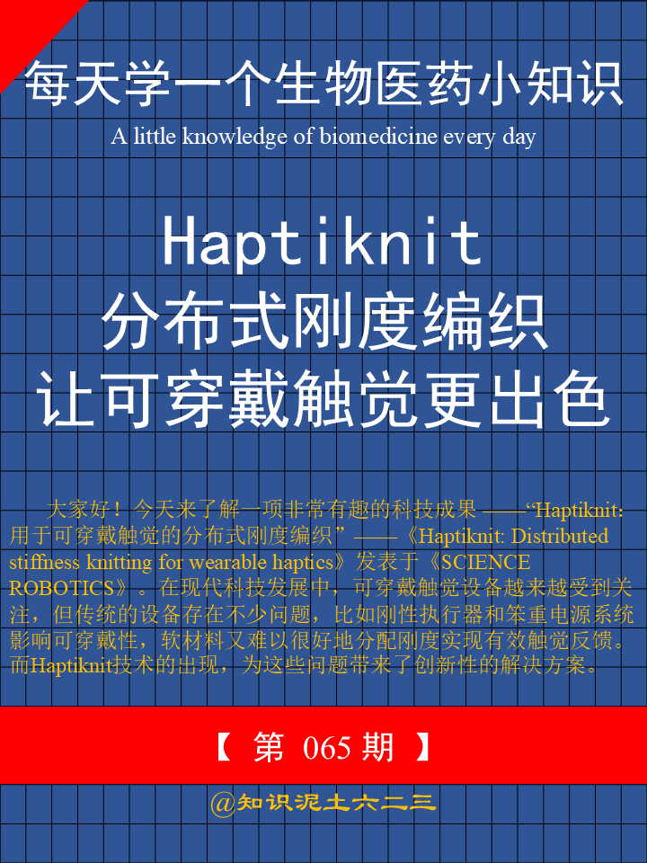 	大家好！今天来了解一项非常有趣的科技成果 ——“Haptiknit：用于可穿戴