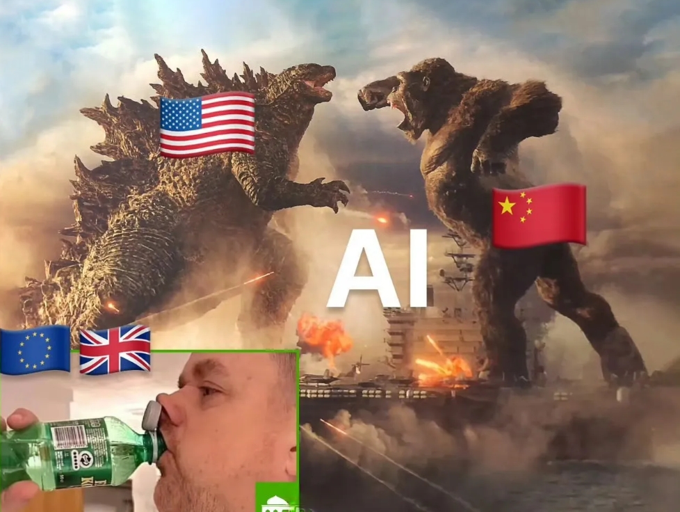 目前各国网友都在这场AI大战中嘲讽欧洲，欧洲人自己也参与了各种梗图的发布和吐槽。