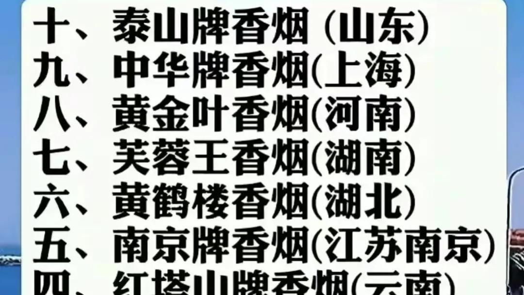 我国香烟销量最高的10大品牌，黄金叶第8，红双喜位居第1！