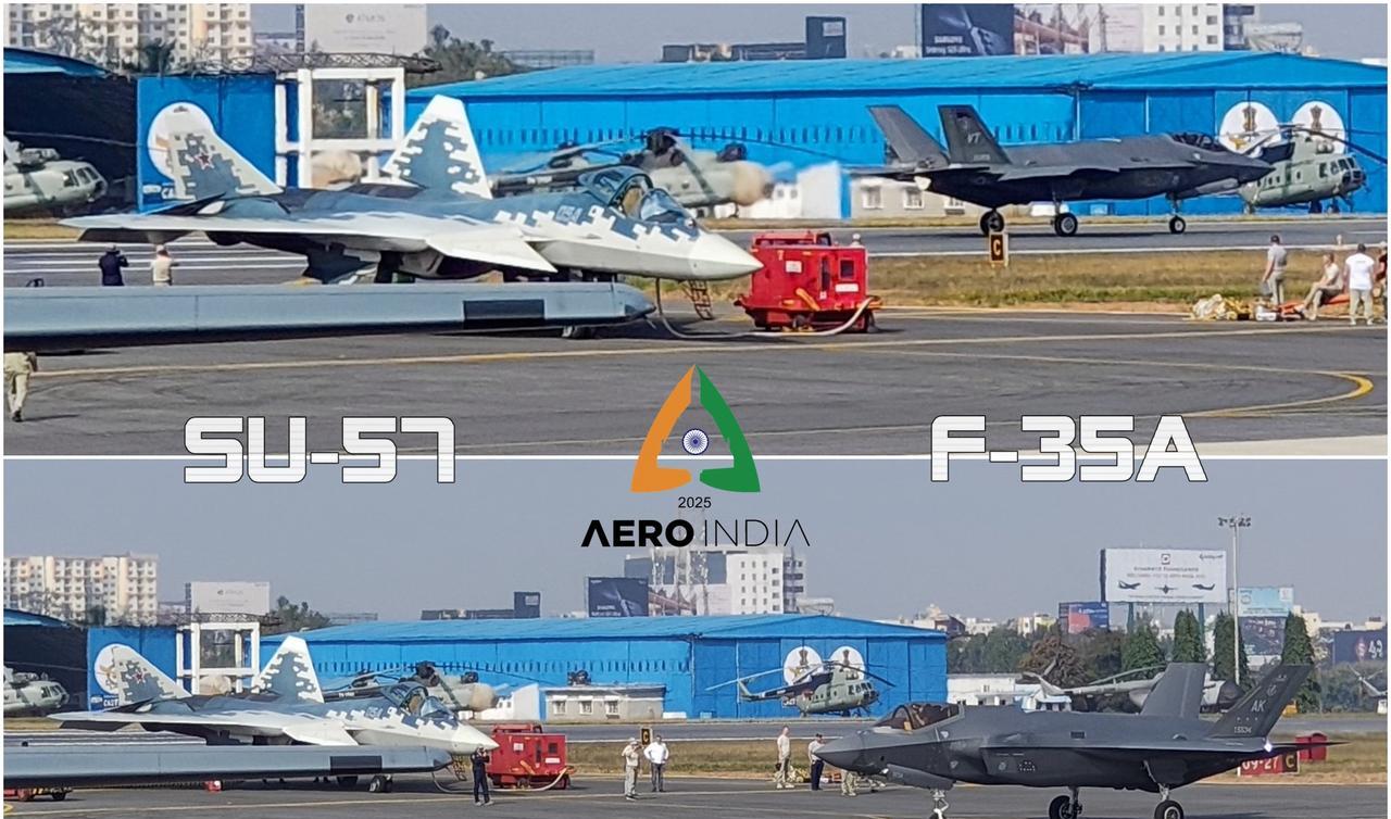 俄罗斯的第五代战机 SU-57与美国 F-35A闪电II第五代战机在印度首次同框