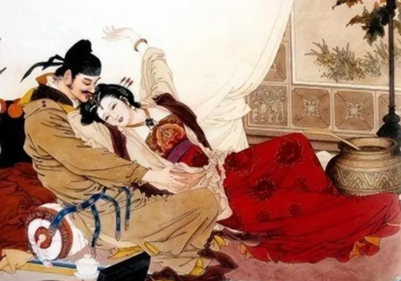 这天，宋太宗叫小周后去陪他睡觉。过了没多久，小周后准备起床穿衣服，一抬头，竟然看