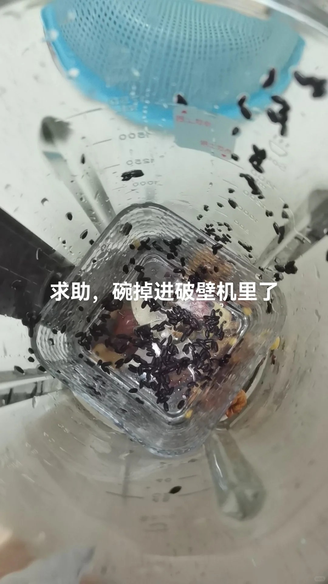 万能的大神们求助
碗正好掉进破壁机了，怎么能拿出来，倒扣也不行