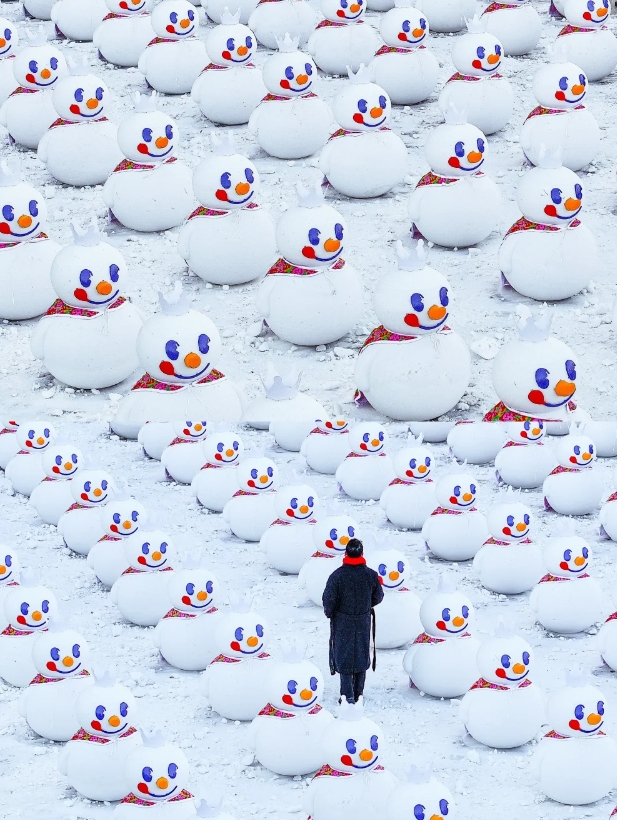 哈尔滨市区惊现雪王兵马俑，不用去西安看兵马俑了！

哈尔滨在市区给我们造了一群雪