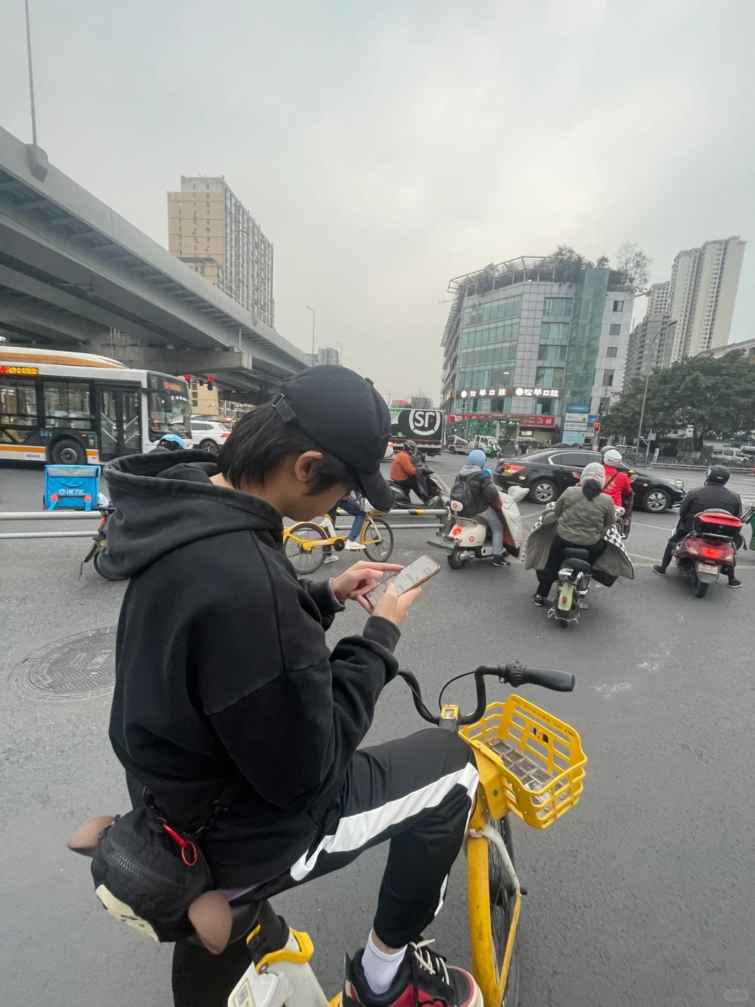 成都偶遇法老！
从地铁站出来骑车回家，等红绿灯的时候抬头一看旁边很像法老，问了一