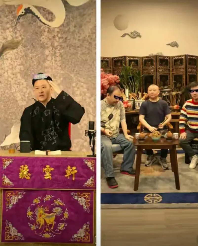 昨天晚上曹云金、郭德纲同时开直播，曹云金一个人说单口，郭德纲带侯震、陶阳三人聊天