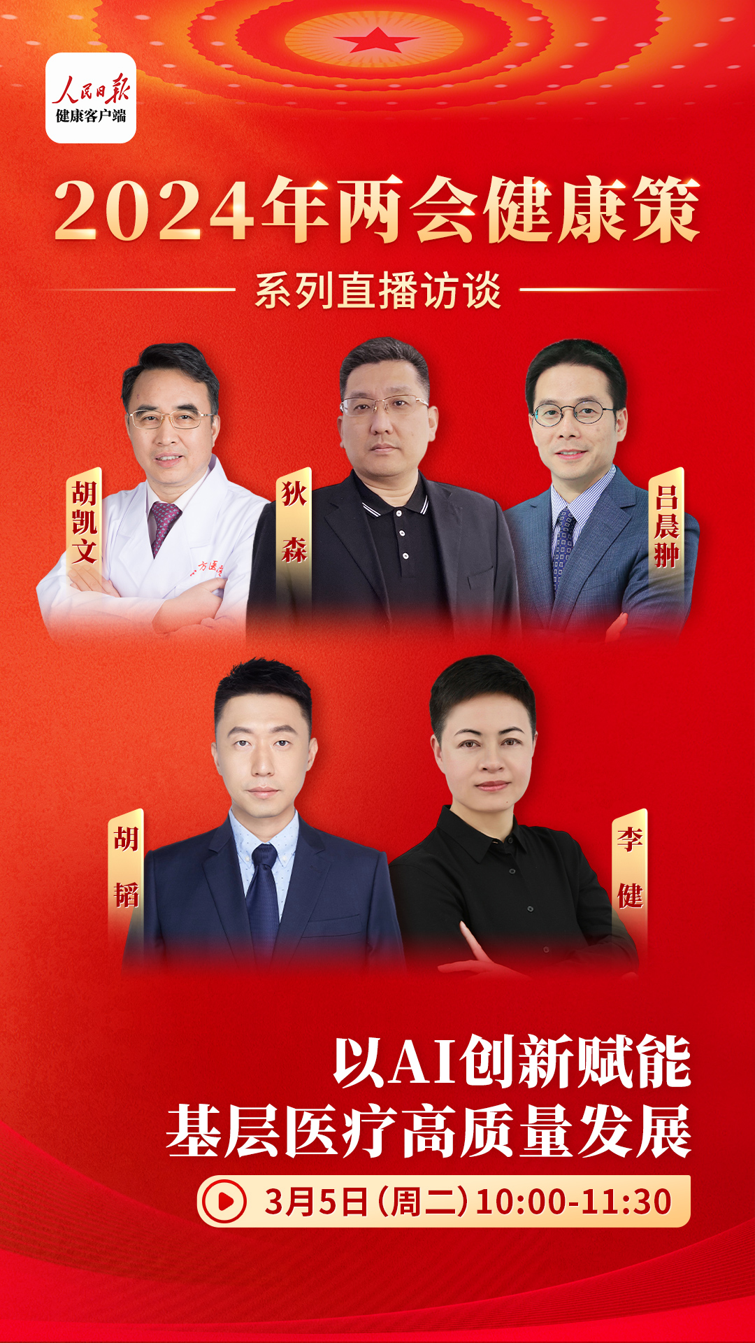 #全国两会# 立足医药健康领域，聚焦全民健康热点话题！3月5日，由人民日报健康客