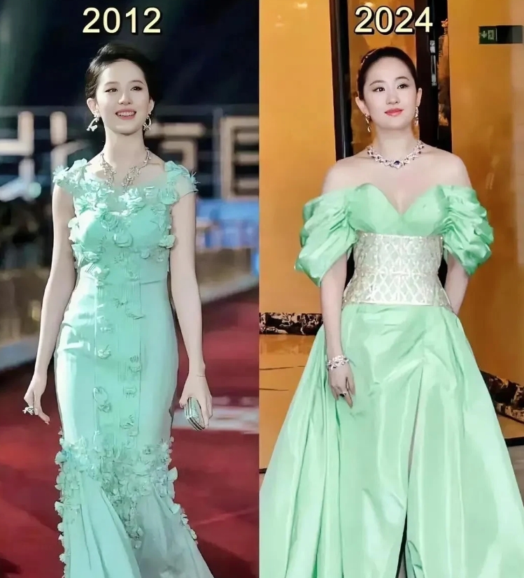 从12年到现在刘亦菲体重一直再长胖，从脸上肉嘟嘟的感觉来看，她至少得胖了20斤吧