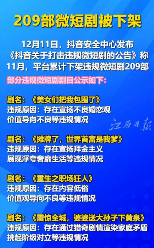 红果短剧被广电约谈了，发布声明将停更5天。
有网友认为，这是动了某些人的蛋糕，因