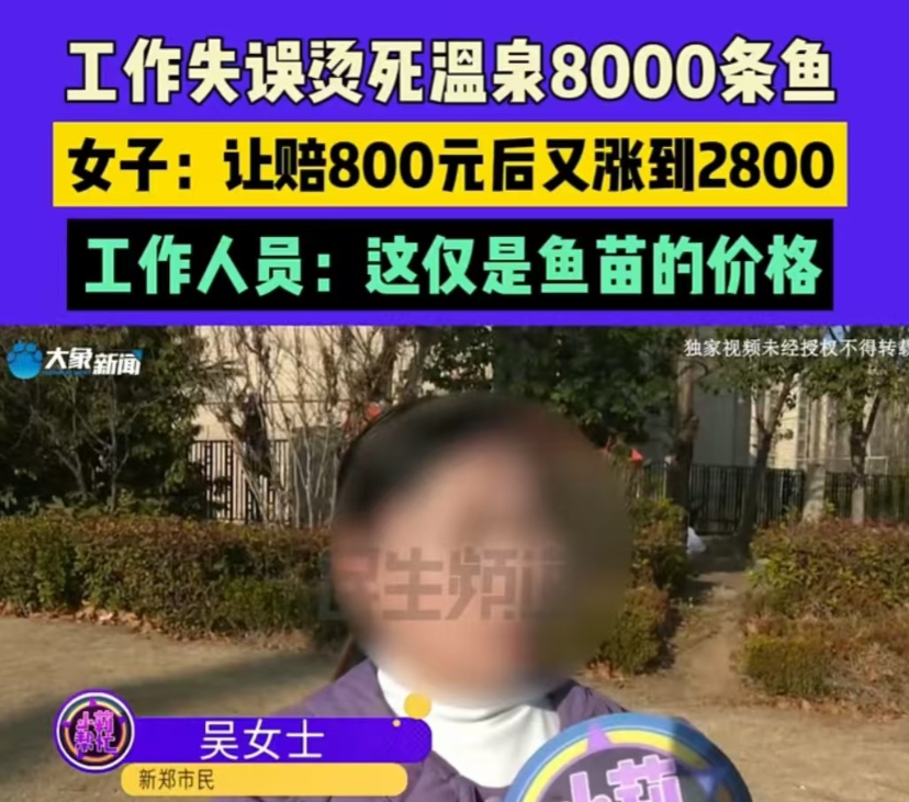 新郑，鱼疗店的服务员往鱼池里加了热水后，就将8000条鱼苗放了进去，结果鱼苗全部
