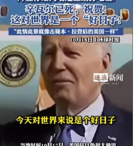 项庄舞剑意在沛公，美国这是在做给伊朗看。
网曝：美国总统拜登说：“辛瓦尔已死，祝