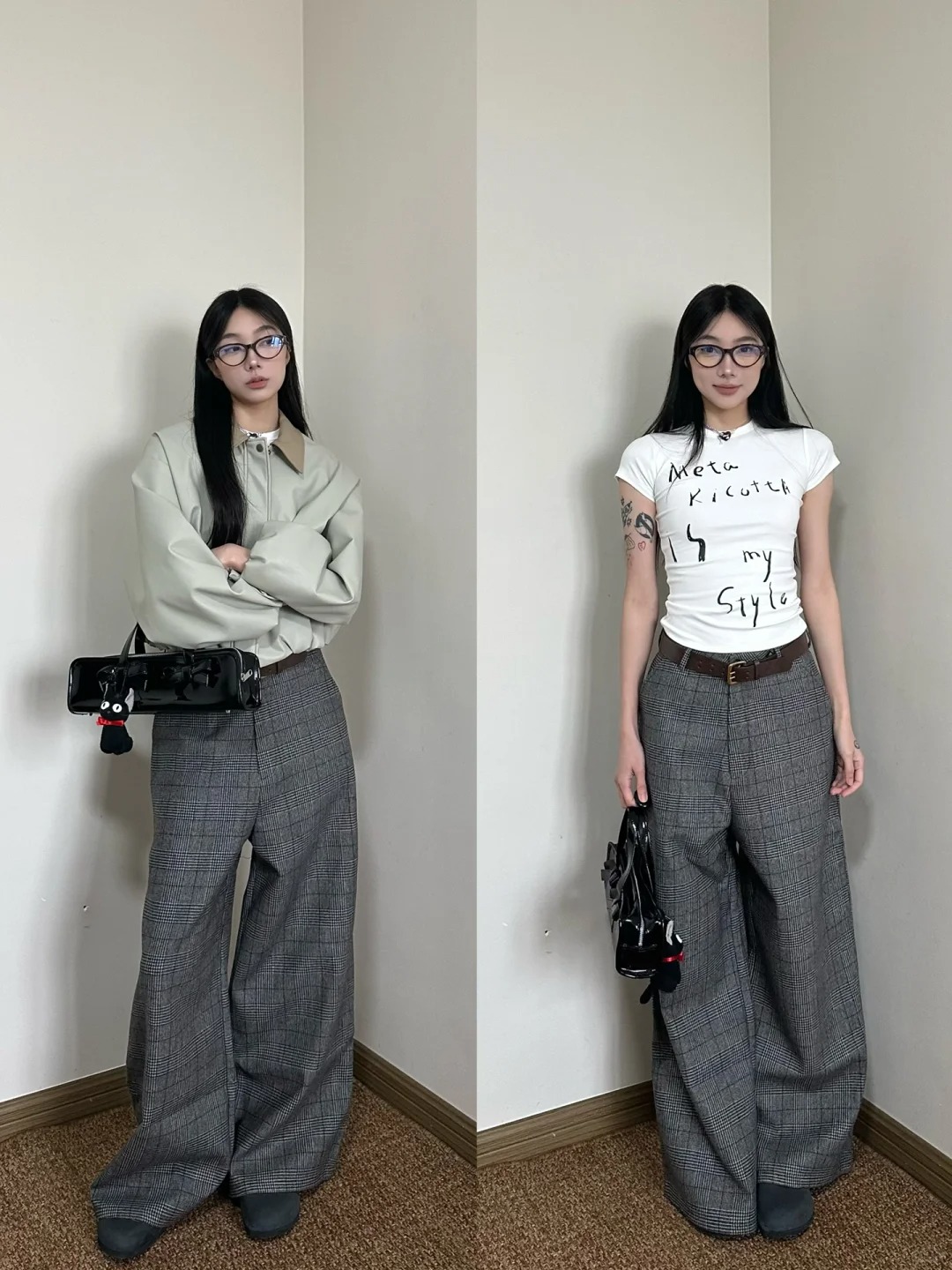 格子裤自带的复古感