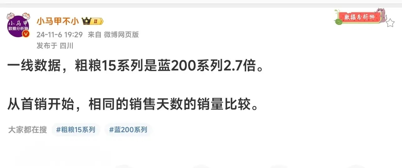 有数码博主爆料，这次小米15系列销量是OPPO Find X8的2.9倍，是vi
