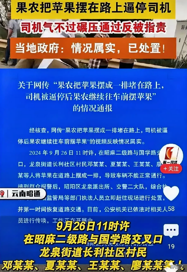 云南昭通的苹果，多少果农日夜辛勤劳作，汗水浇灌出来的甜蜜果实，结果却被那么一小撮
