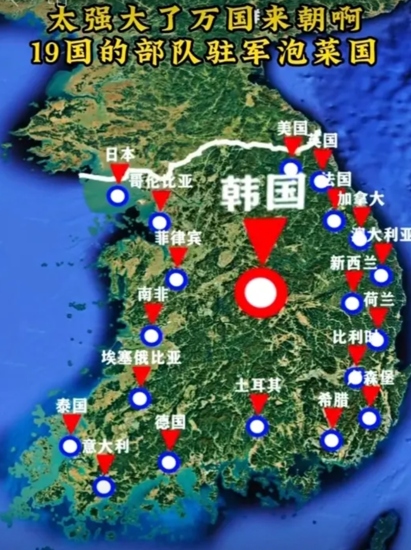 19国驻军韩国，截至2024年10月13日，韩国境内部署了来自20个国家的驻军，
