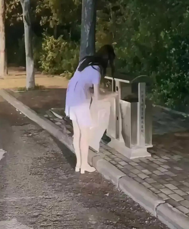 你相信穿着靓丽的年轻女孩每天深夜翻垃圾桶？
图片上这位年轻女人，穿着还不错，也不