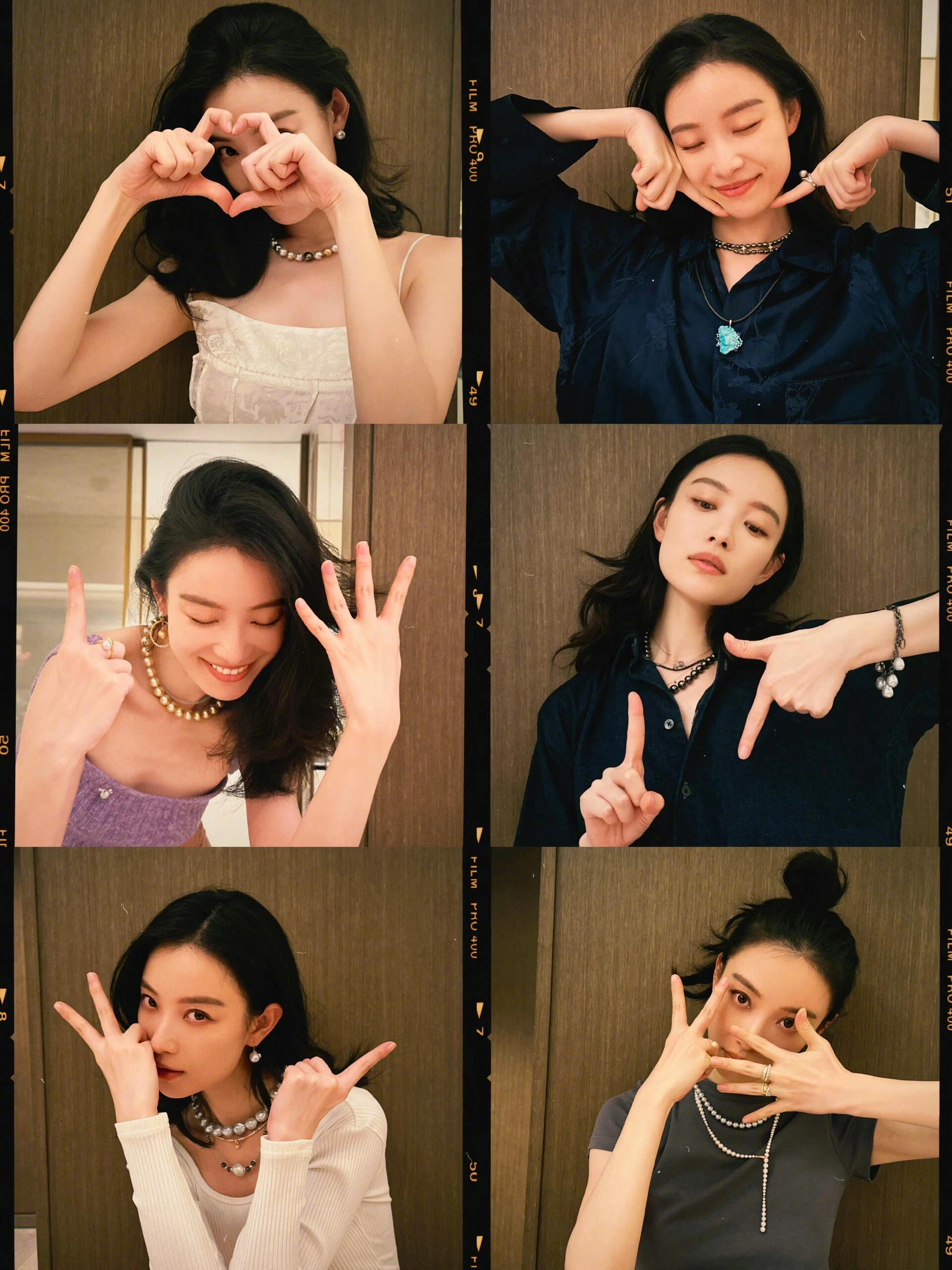 戴珍珠项链的倪妮