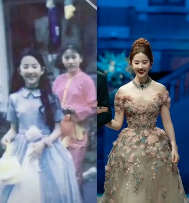 刘亦菲不是仙女下凡就是从小仙女长成大仙女的，有一个美丽的仙女妈妈，且遗传了仙女妈