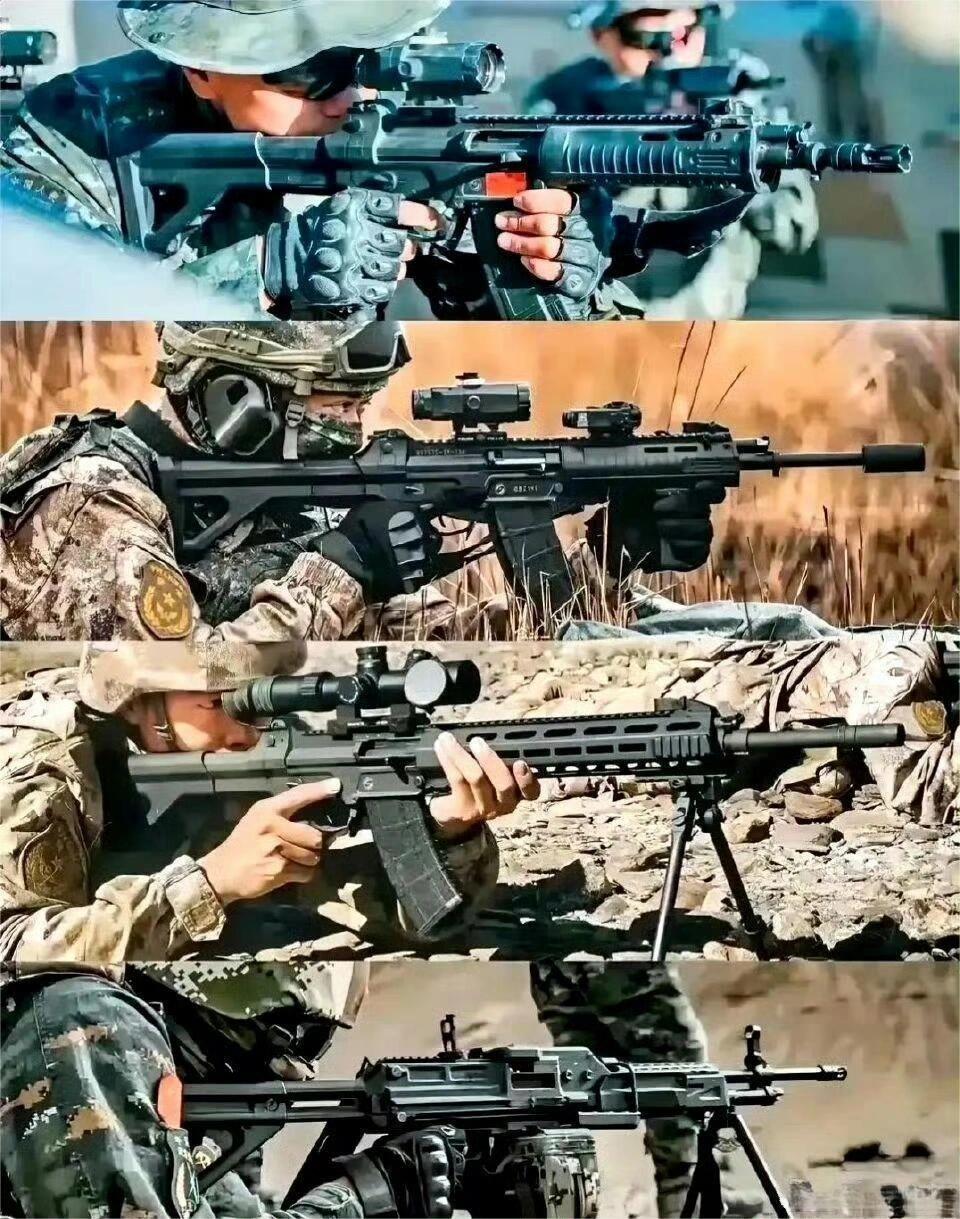 🇨🇳最新装备的新一代制式轻武器。
从上到下分别为：QBZ-192短突步枪、Q