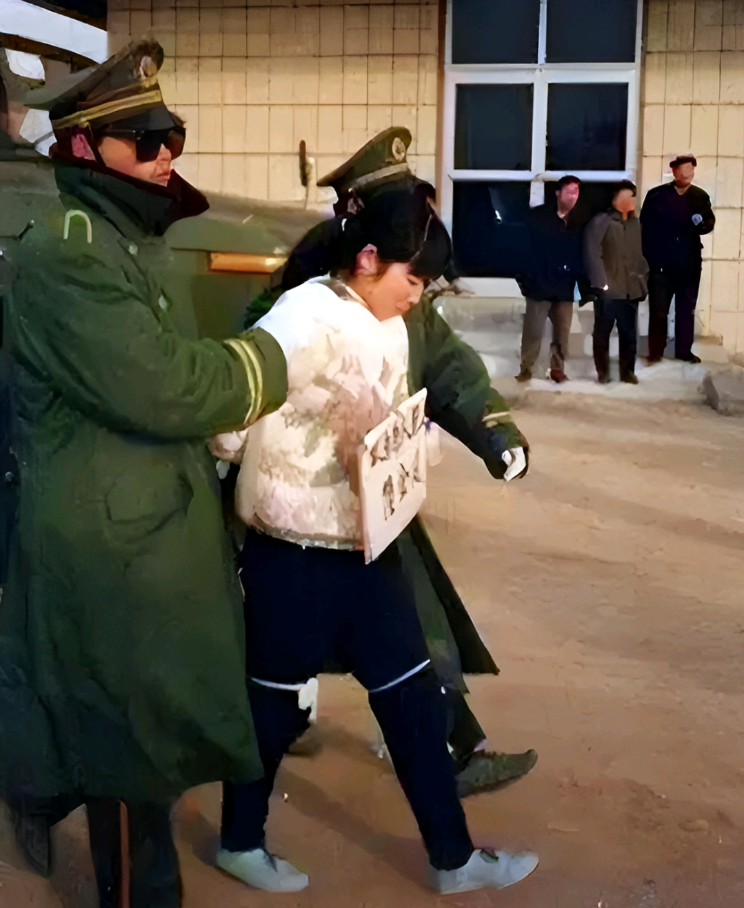 1995 年，河南巩义刑场，身着白色毛衣的陆金凤，此时她在武警押送下，一步步走向生命终点