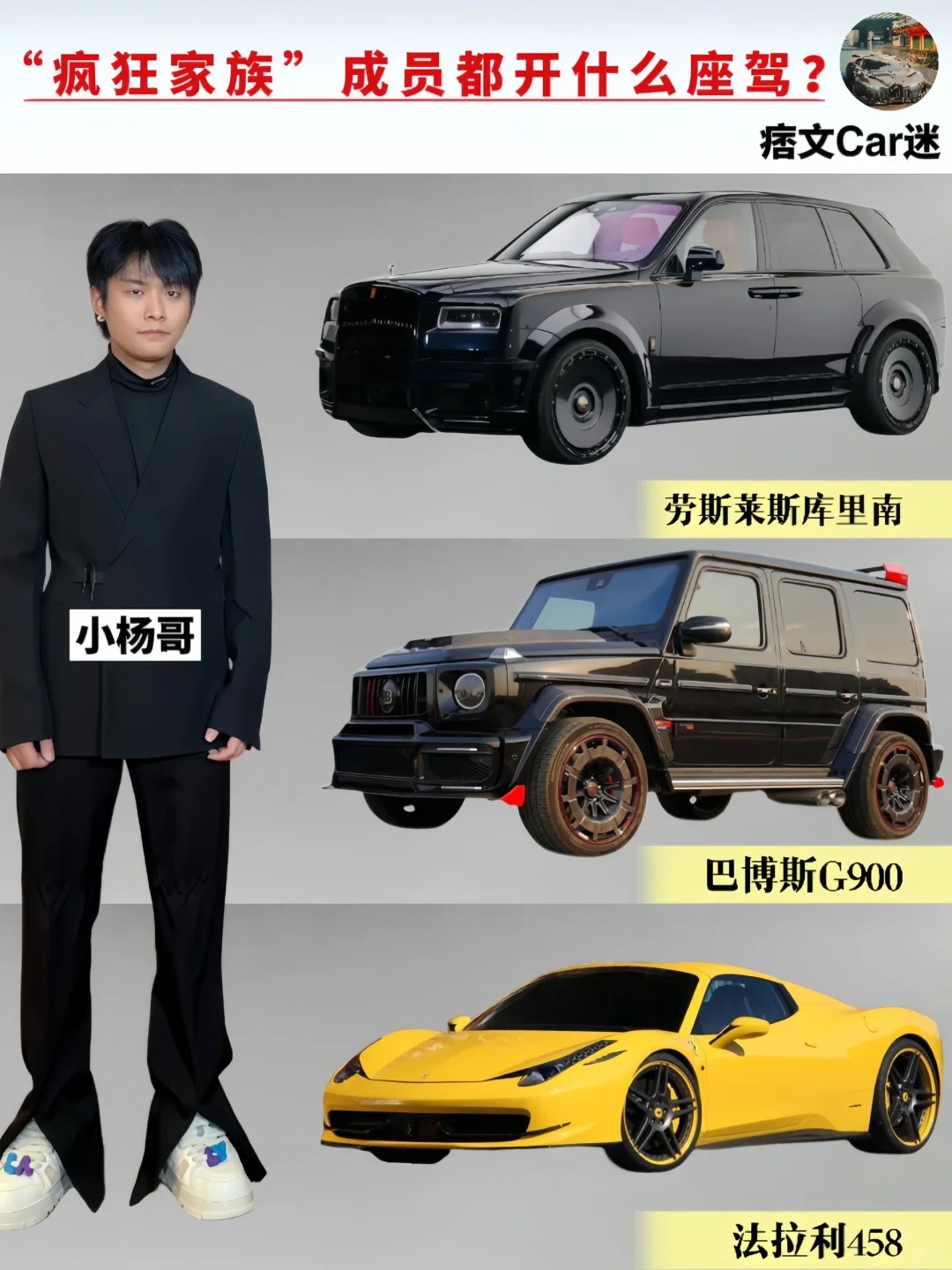 “疯狂家族”成员都开什么座驾？