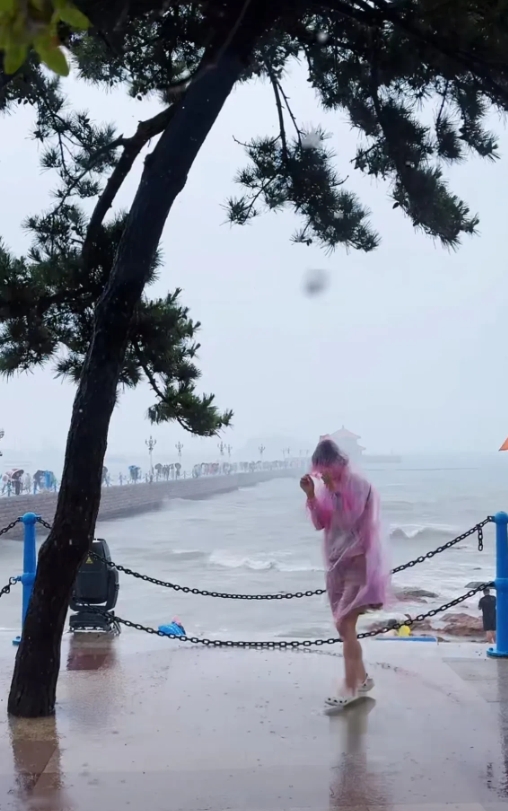 暴雨天行人出行：
①避开落地广告牌、变压器、电线杆等危险物。
②不要贸然涉水前行