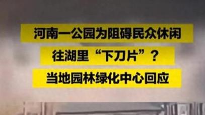 离谱，河南一公园在湖里放刀片网，理由竟然是公园里钓鱼人太多了
