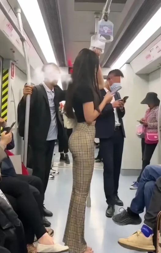 终于看到了地铁里的扶手还真直溜