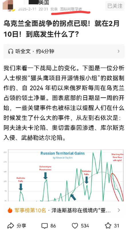 俄乌战争的拐点已现，胜利天秤向开始乌克兰倾斜了！

就在刚刚，无意中刷到某国际问