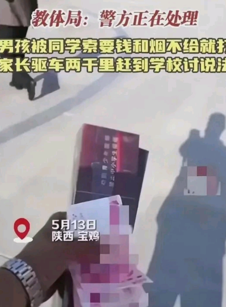 这就是霸凌同学的下场！”5月13日，陕西宝鸡一男子得知儿子在学校被霸凌后，驱车1