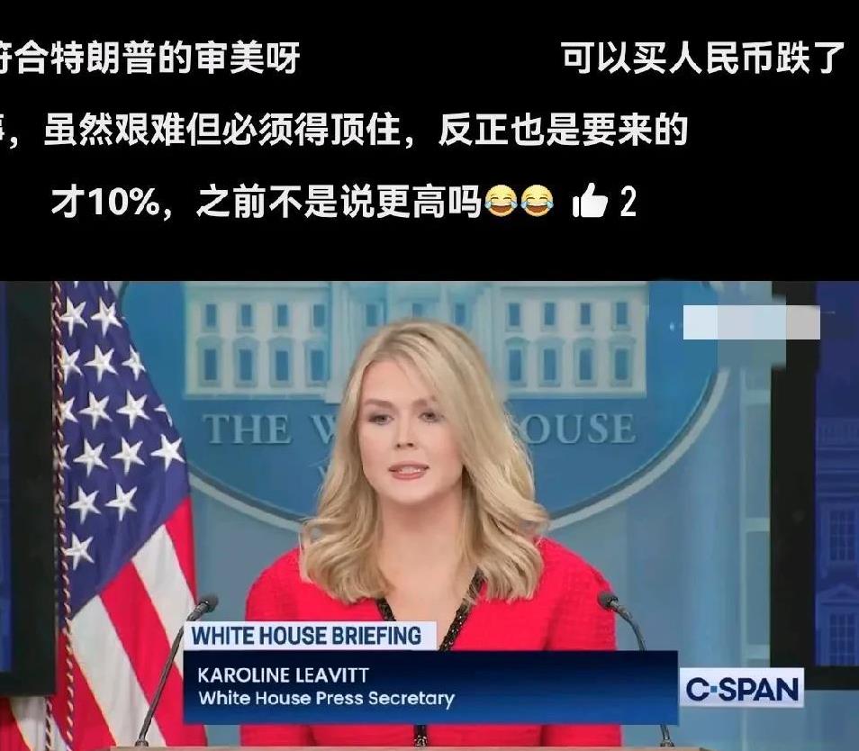 特朗普舞动关税大棒！
白宫新闻秘书莱维特（Karoline Leavitt）在简