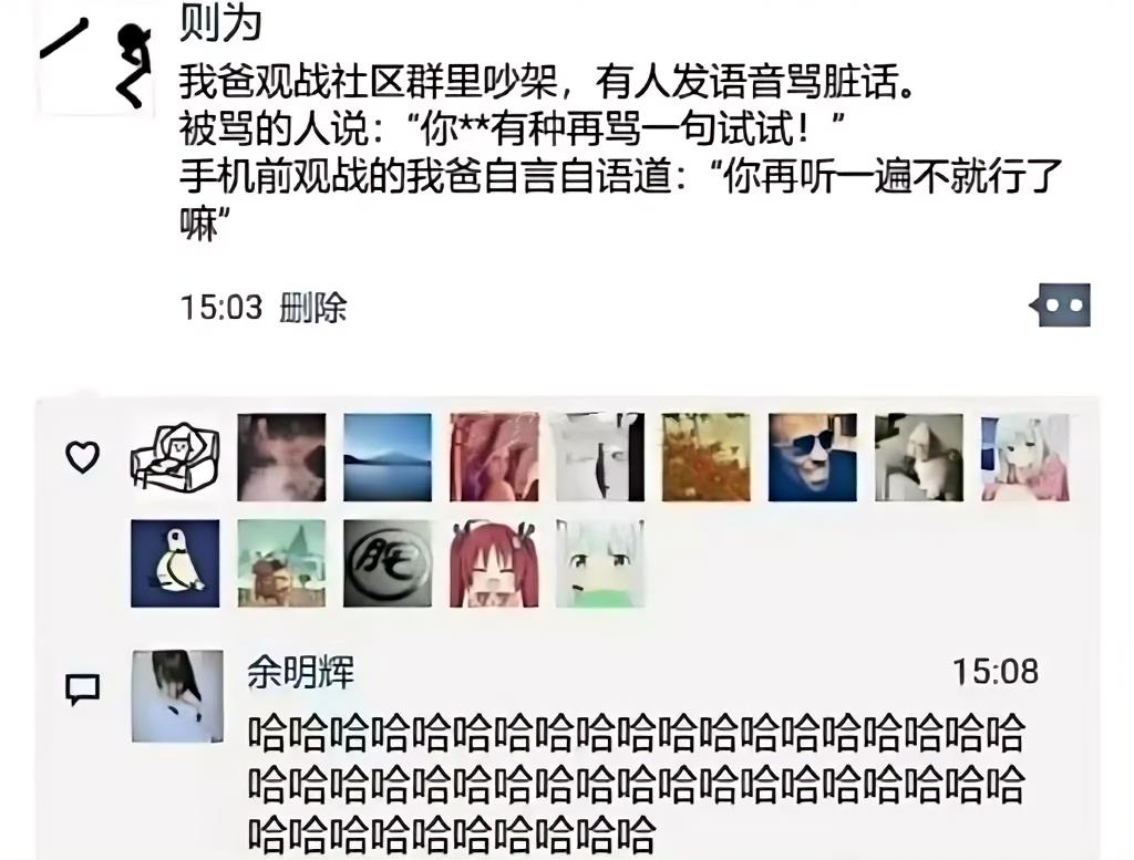 我爸观战社区群里吵架，有人发语音骂脏话被骂的人说:“你**有种再骂一句试试!