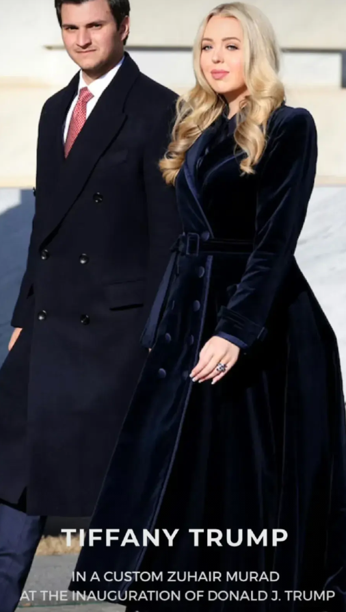 蒂芙尼出现在她爸爸的就职典礼上，穿了好几套Zuhair Murad专门为她打造的