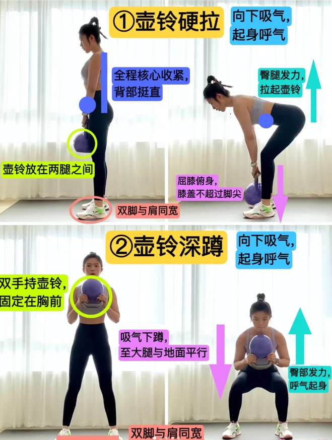 壶铃练臀动作解析，蜜桃臀必练！