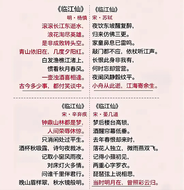千古名篇——《临江仙》，朋友们认为哪首更胜一筹？