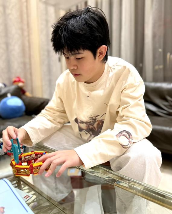 胡可近日晒出大儿子安吉拼积木迎新年的画面。安吉因《爸爸去哪儿》被大众熟知，小小年