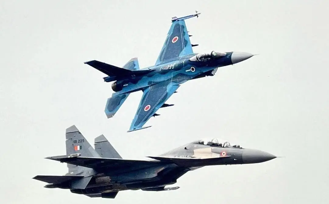 2023年“勇士守护”演习期间，印度空军的苏-30MKI与日本航空自卫队的F-1