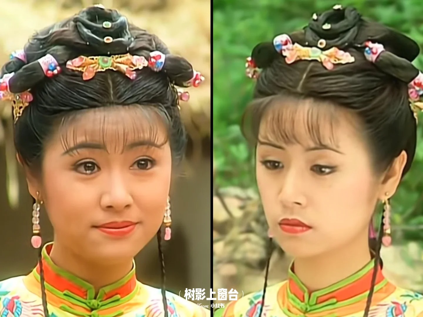 同款造型下的紫薇为啥差别那么大？？
这两场戏是挨着的，但感觉右边的紫薇好像瘦了不