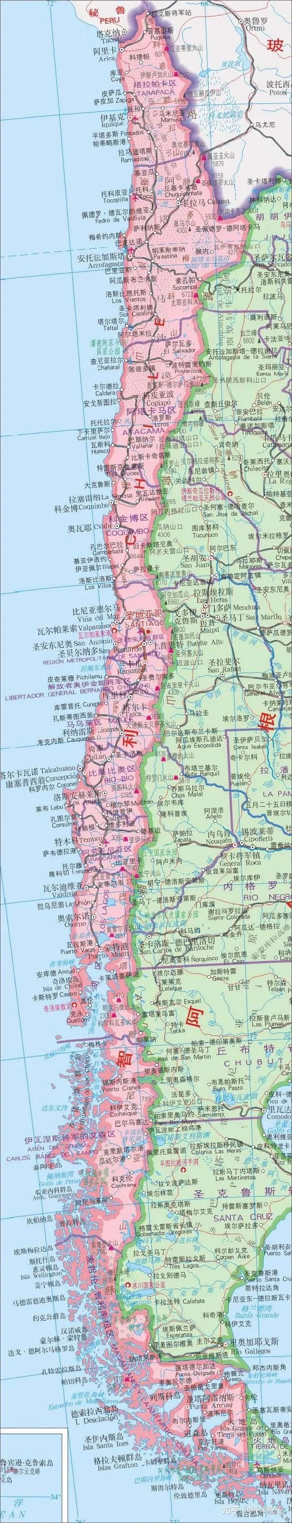 智利人都是怎么印刷地图的？太费纸了！
世界上有三个国土狭长的国家，分别是越南、挪