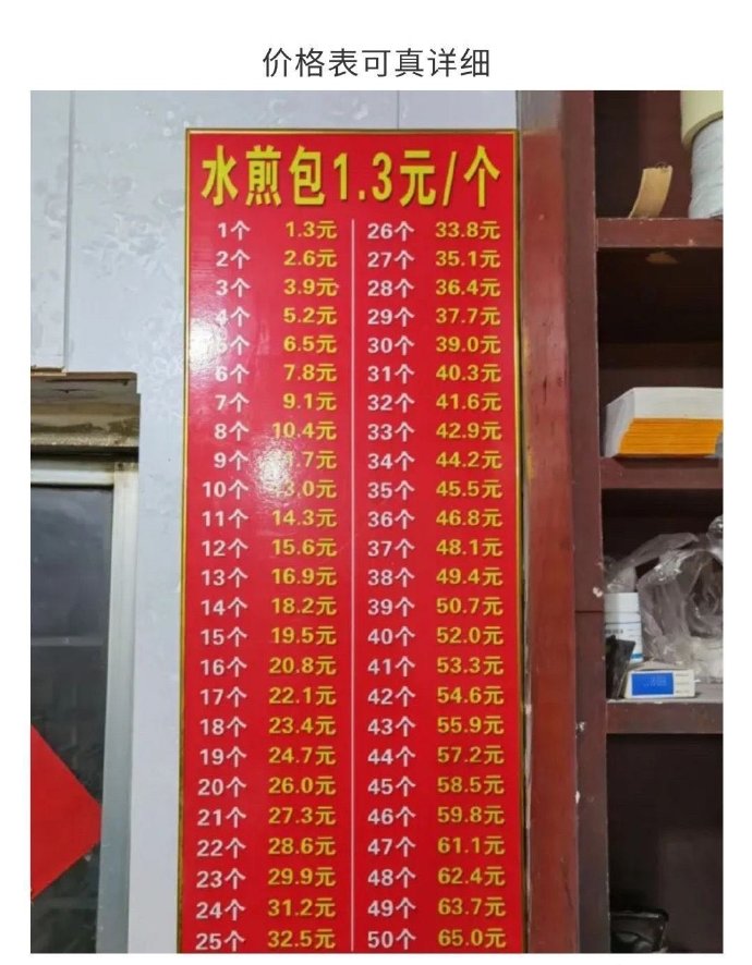 价格表可真详细