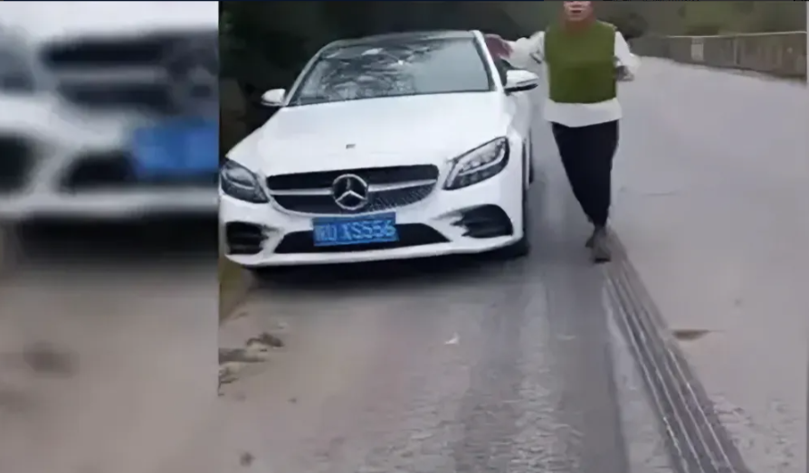 奔驰车女子到农户地里面偷菜，当场被农户抓到！

1，第一，陕西一女子开着奔驰车，