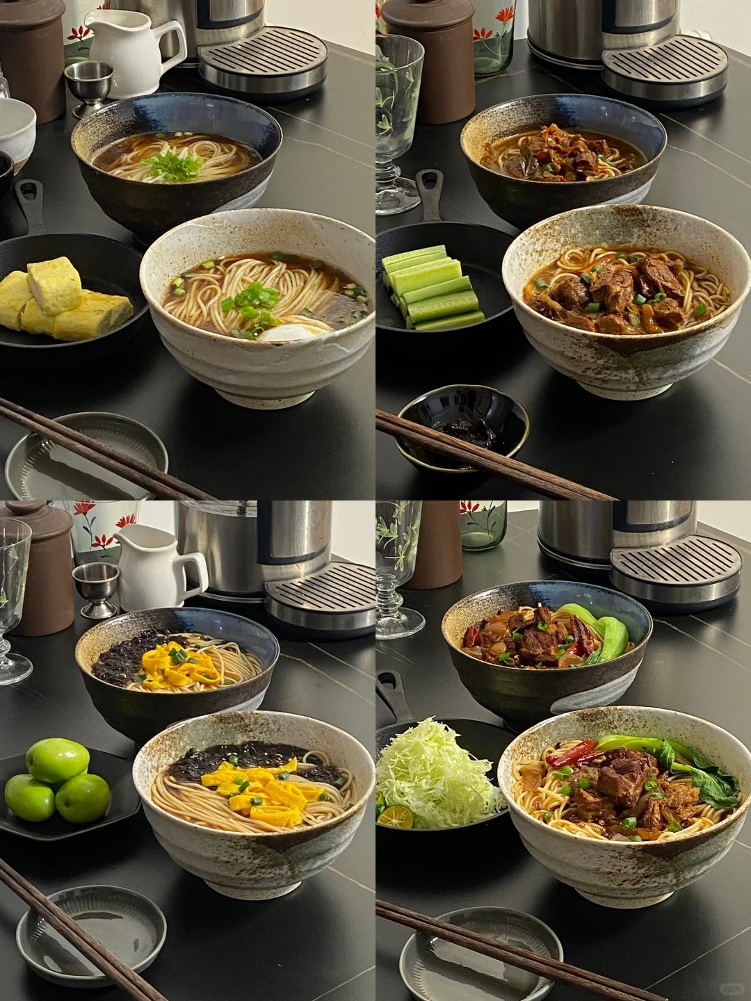 这是一种吃面的感觉🥢
今天是七种不一样的面条合集
1｜阳春面
2｜红烧牛肉面
