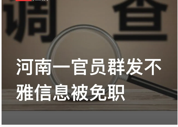 河南焦作，一名当地政府工作人员在一个有153人的工作群内，发布不雅信息，引发网友
