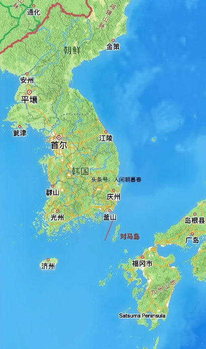 韩国版图最大的遗憾莫过于丢失了其版图南部偌大的对马岛了。地理位置上，对马岛距离韩