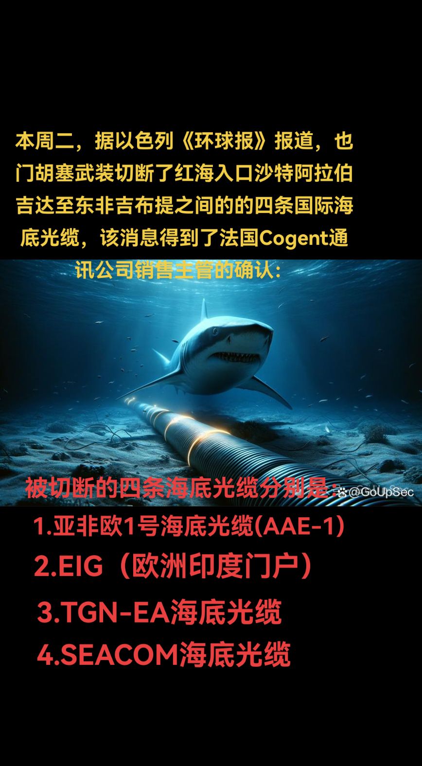 #也门胡塞武切断了红海海底光缆