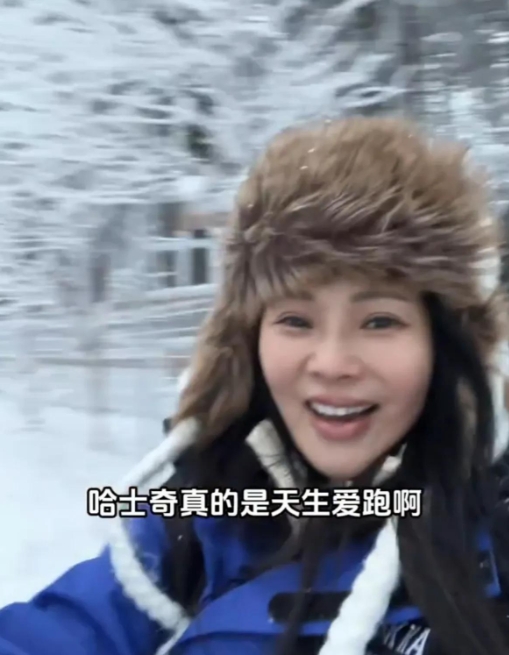 一开始她会觉得很心疼这些哈士奇狗狗，但没想到哈士奇狗狗天生就很爱跑，看到婆婆和姐