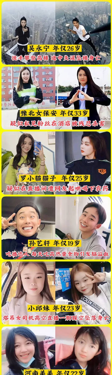 年轻生命的逝去，因流量而丧命的十位网红，大家觉得哪一位最可惜？ ​