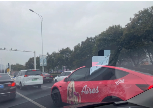 怪不得那么多的特斯拉车主去贴膜，这是真好看啊，在街上偶遇这辆特斯拉车主，这配色和
