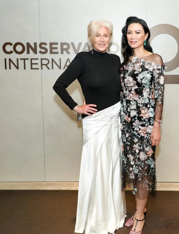 纽约，邓文迪出席晚宴的照片。虽然已经年过五旬，但时光似乎特别偏爱她。镜头下的她身