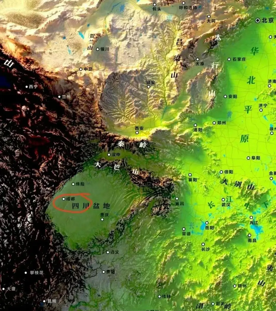 成都是中国光照最不足的地方。

