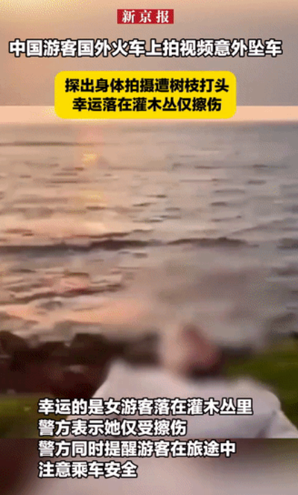 12月7日，一名中国女游客，在斯里兰卡科伦坡乘火车时，将身体伸向火车外，被树枝打